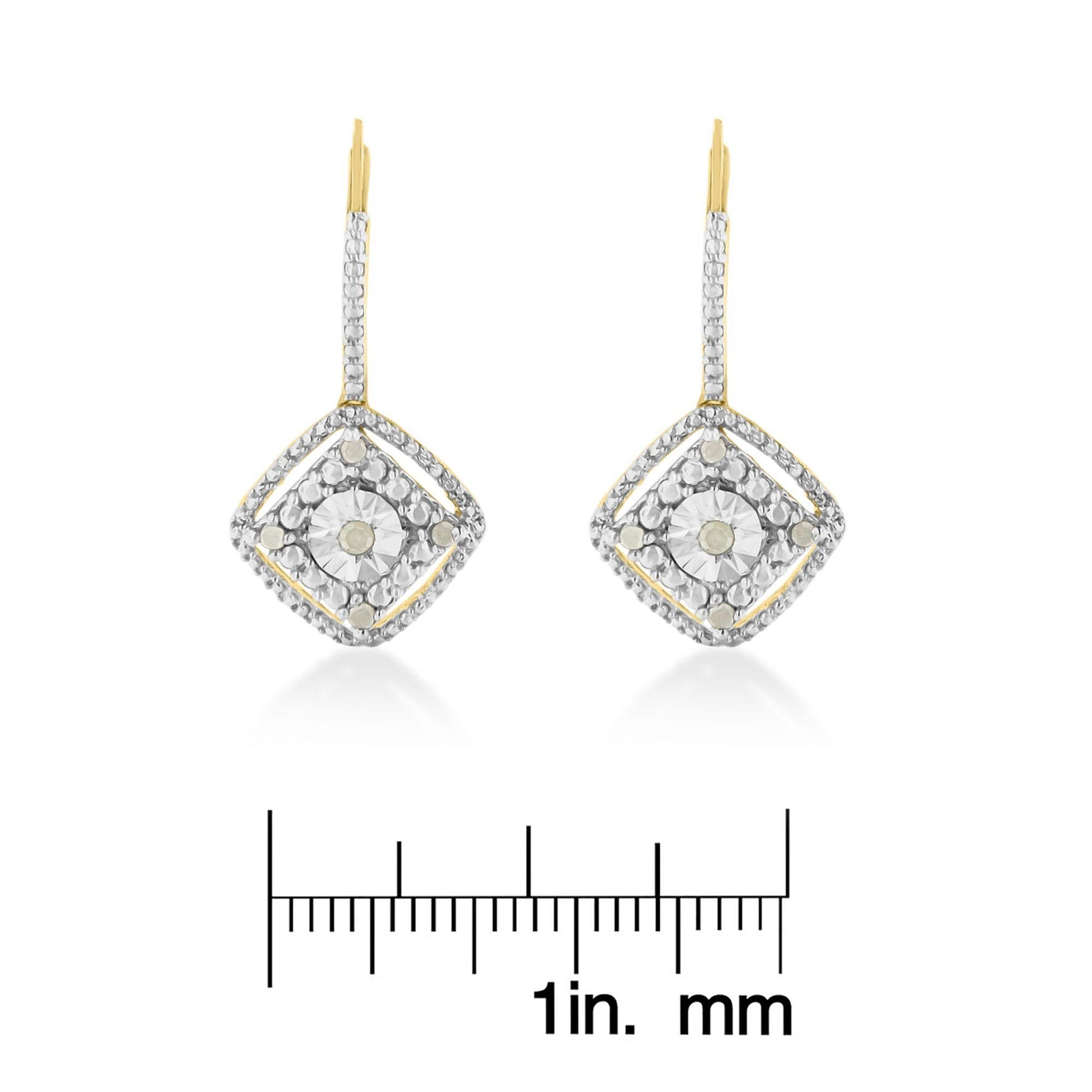 Sterling Silver Rose Diamond Dangle Earring (0.25 cttw, I-J Color, I2-I3 Clarity)-4