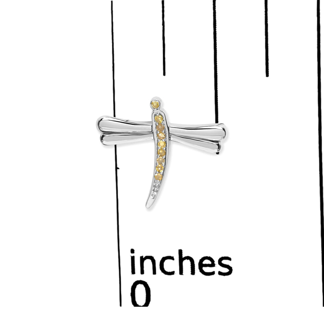 .925 Sterling Silver Yellow Diamond Accent Dragonfly Stud Earrings (Yellow Color, I2-I3 Clarity)-4