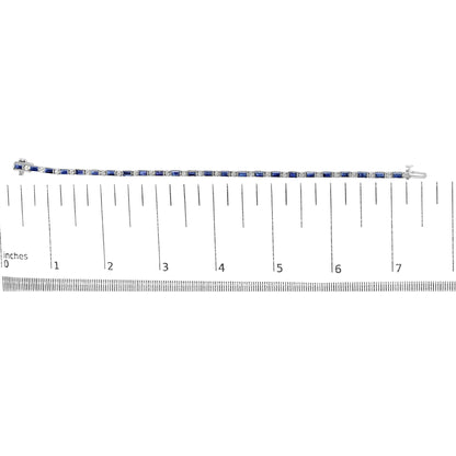 14K White Gold 1 1/10 Cttw Diamond and Blue Sapphire Alternating Link Tennis Bracelet (I-J Color, SI2-I1 Clarity) - 7" Inches-4