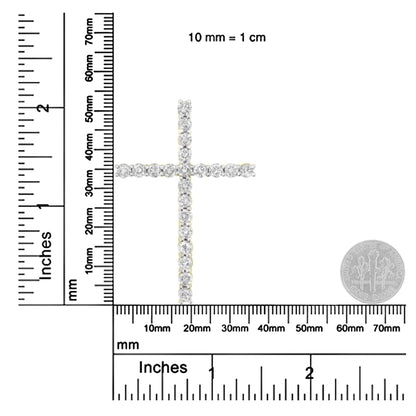 10K Yellow Gold Plated .925 Sterling Silver 4.0 Cttw Round Cut Diamond Cross Pendant Necklace (J-K Color, I1-I2 Clarity) - 18"-4