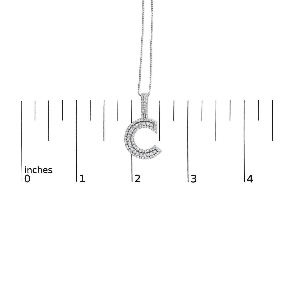 .925 Sterling Silver 4/5 Cttw Round Lab-Grown Diamond "C" Pendant Necklace - 18" (F-G Color, VS2-SI1 Clarity)-4