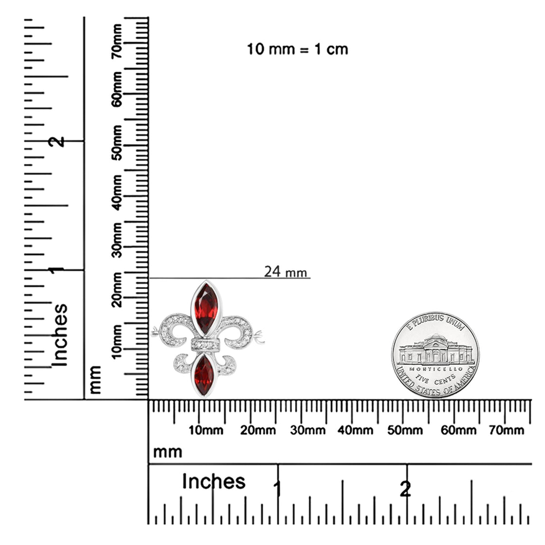 .925 Sterling Silver Marquise Garnet  and Diamond Accent Lariat 4”-10” Fleur De Lis Adjustable Bolo Bracelet (H-I Color, SI1-SI2 Clarity)-4