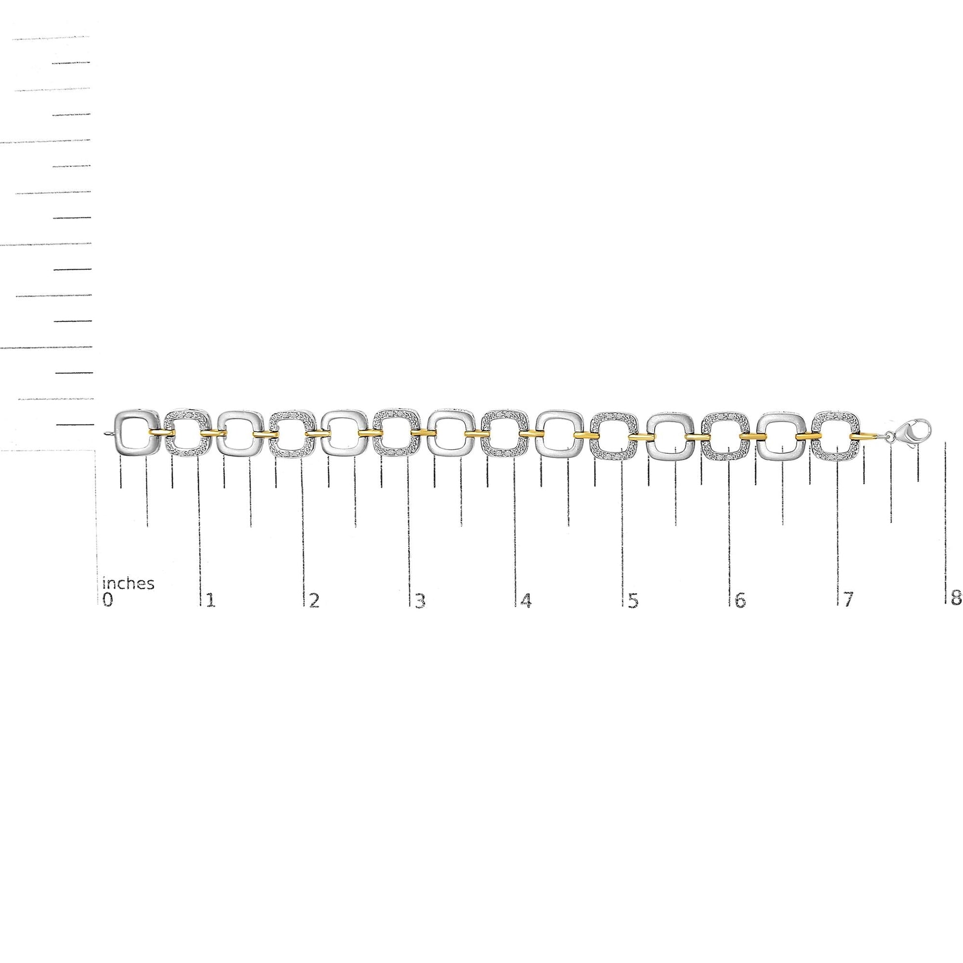 .925 Two-Tone Sterling Silver Diamond Accent Open Box Link Bracelet (I-J Color, I1-I2 Clarity) - 7"-4