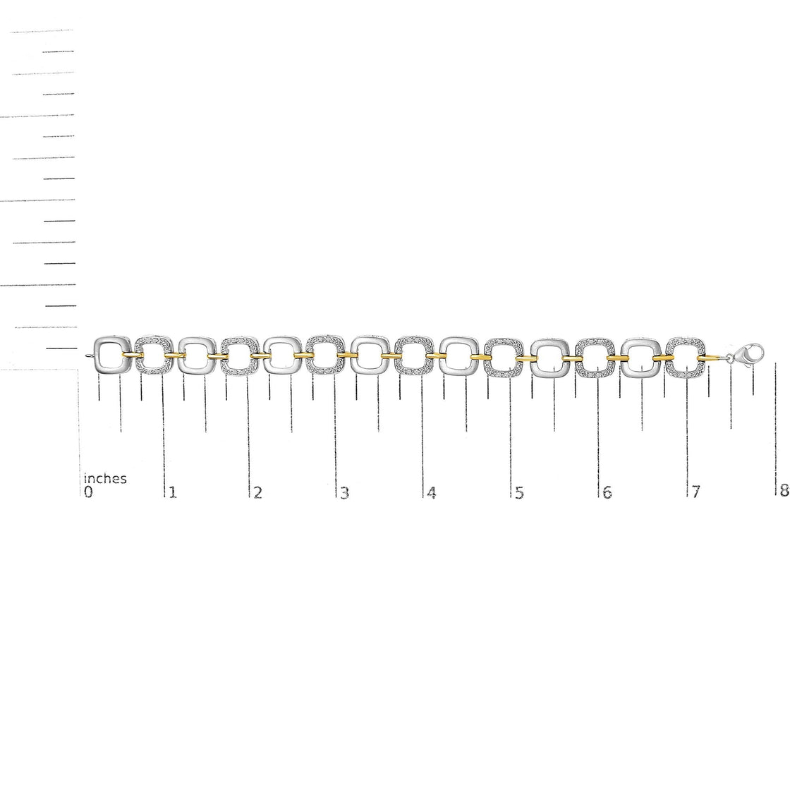 .925 Two-Tone Sterling Silver Diamond Accent Open Box Link Bracelet (I-J Color, I1-I2 Clarity) - 7"-4