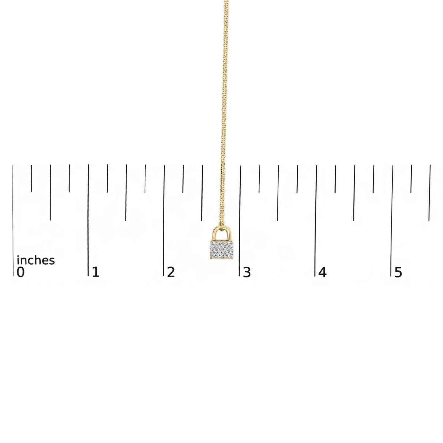 14K Yellow Gold 1/6 Cttw Diamond Lock Pendant 18" Necklace (I-J Color, I1-I2 Clarity)-4