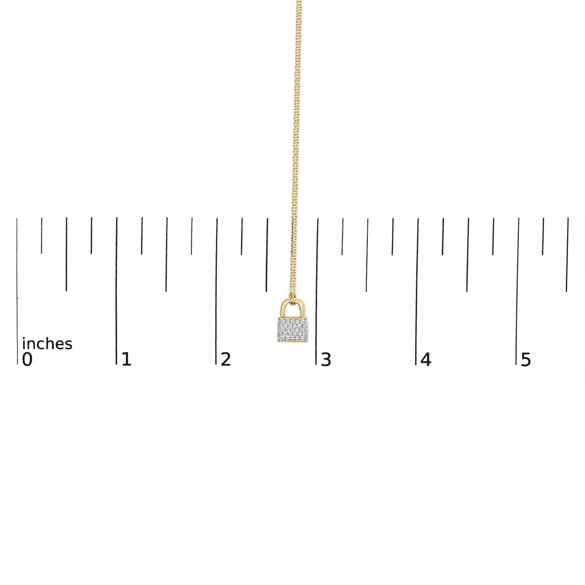 14K Yellow Gold 1/6 Cttw Diamond Lock Pendant 18" Necklace (I-J Color, I1-I2 Clarity)-4