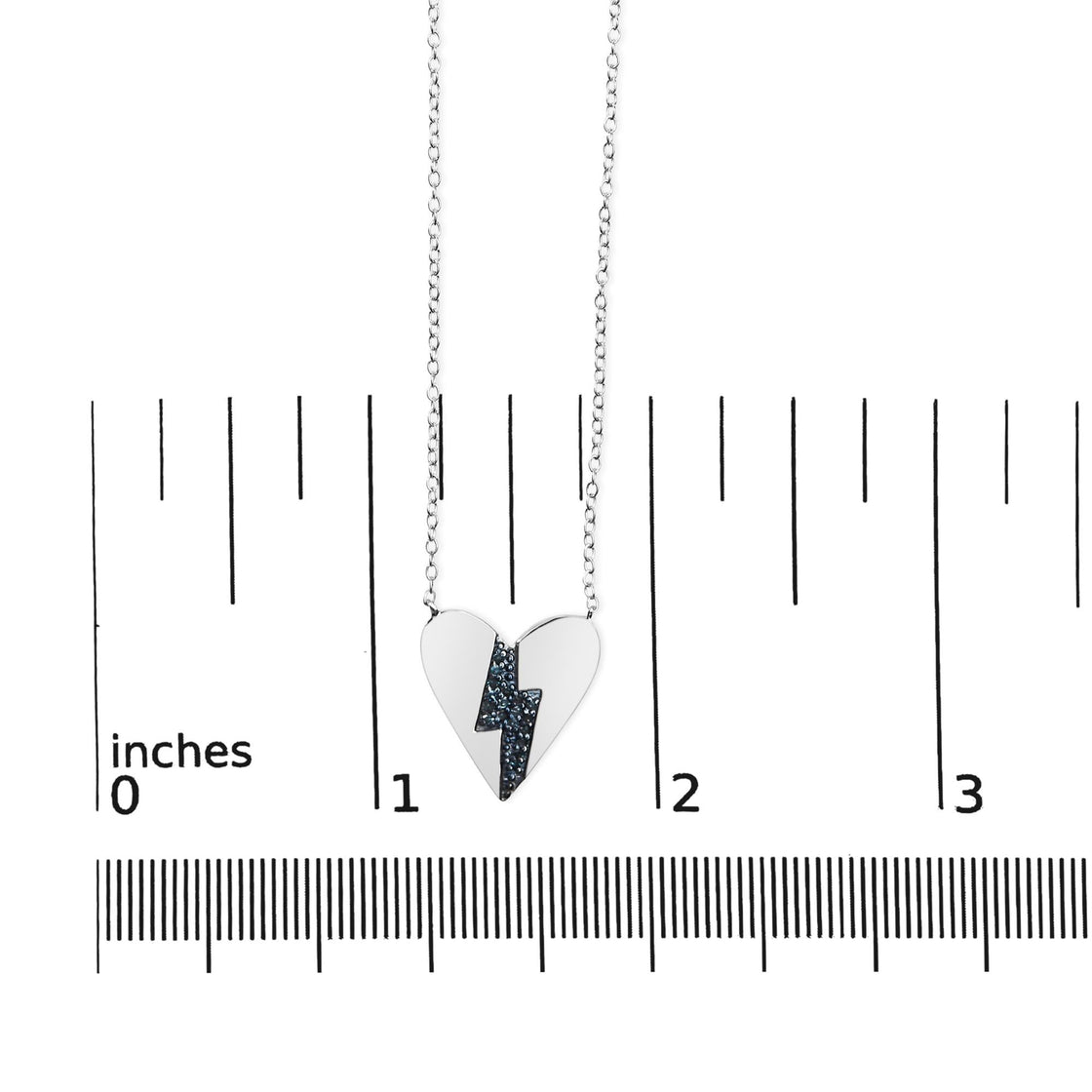 .925 Sterling Silver Blue Diamond Broken Heart Pendant Necklace (H-I Color, I1-I2 Clarity) - 18" Inches-4
