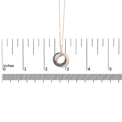 14K Rose Gold 3/4 Cttw Brown and White Diamond Interlocking Circle Hoop 18" Inch Pendant Necklace (G-H Color, SI2-I1 Clarity)-4