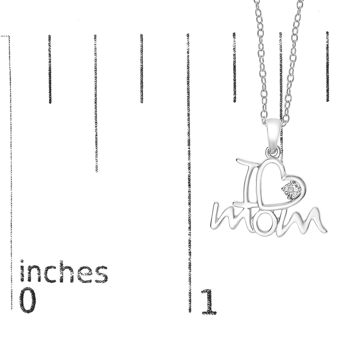 .925 Sterling Silver Diamond Accent "I Love Mom" Heart Pendant Necklace (J-K Color, I2-I3 Clarity) - 18" Inches-4
