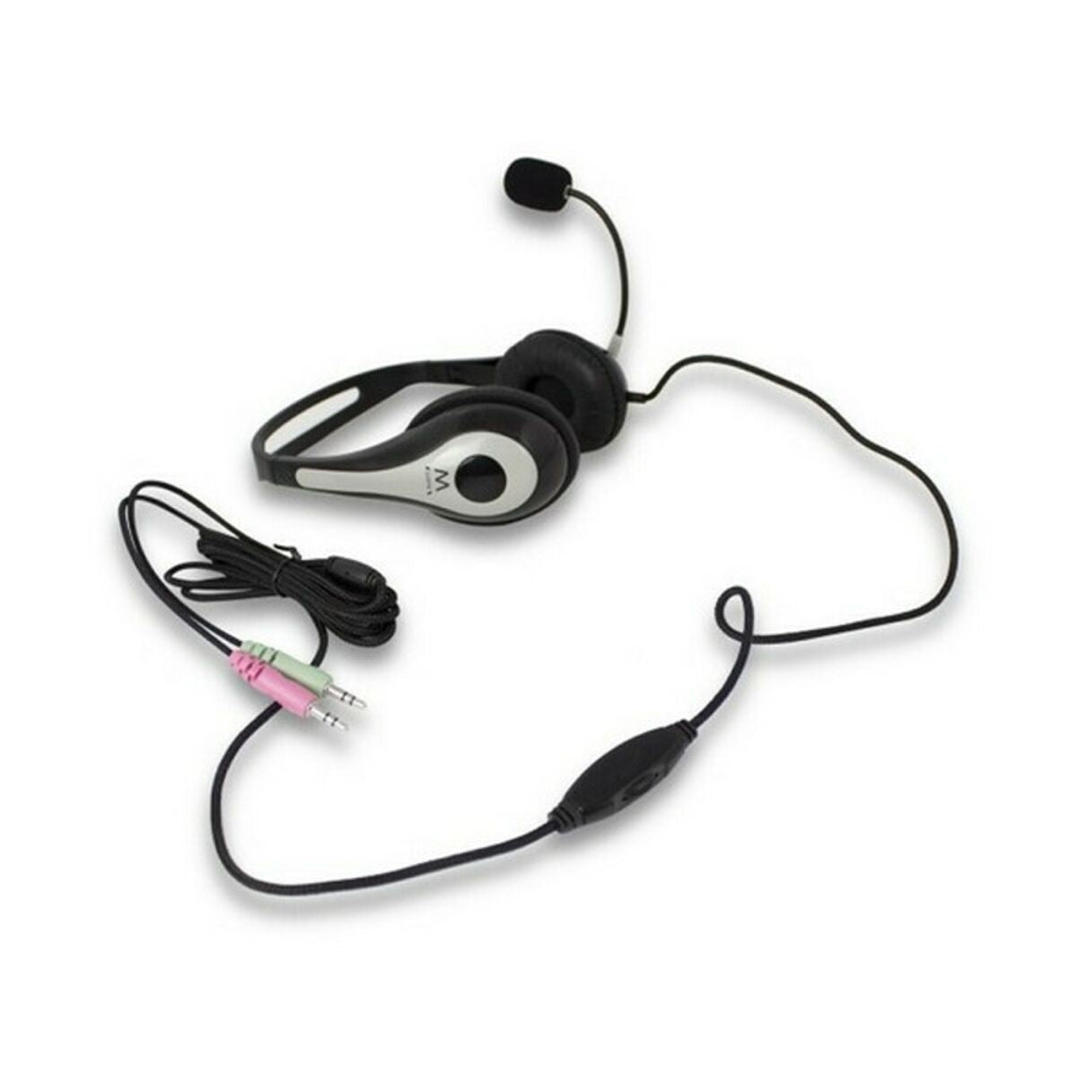 Headphones with Microphone Ewent EW3562 Black Silver-2