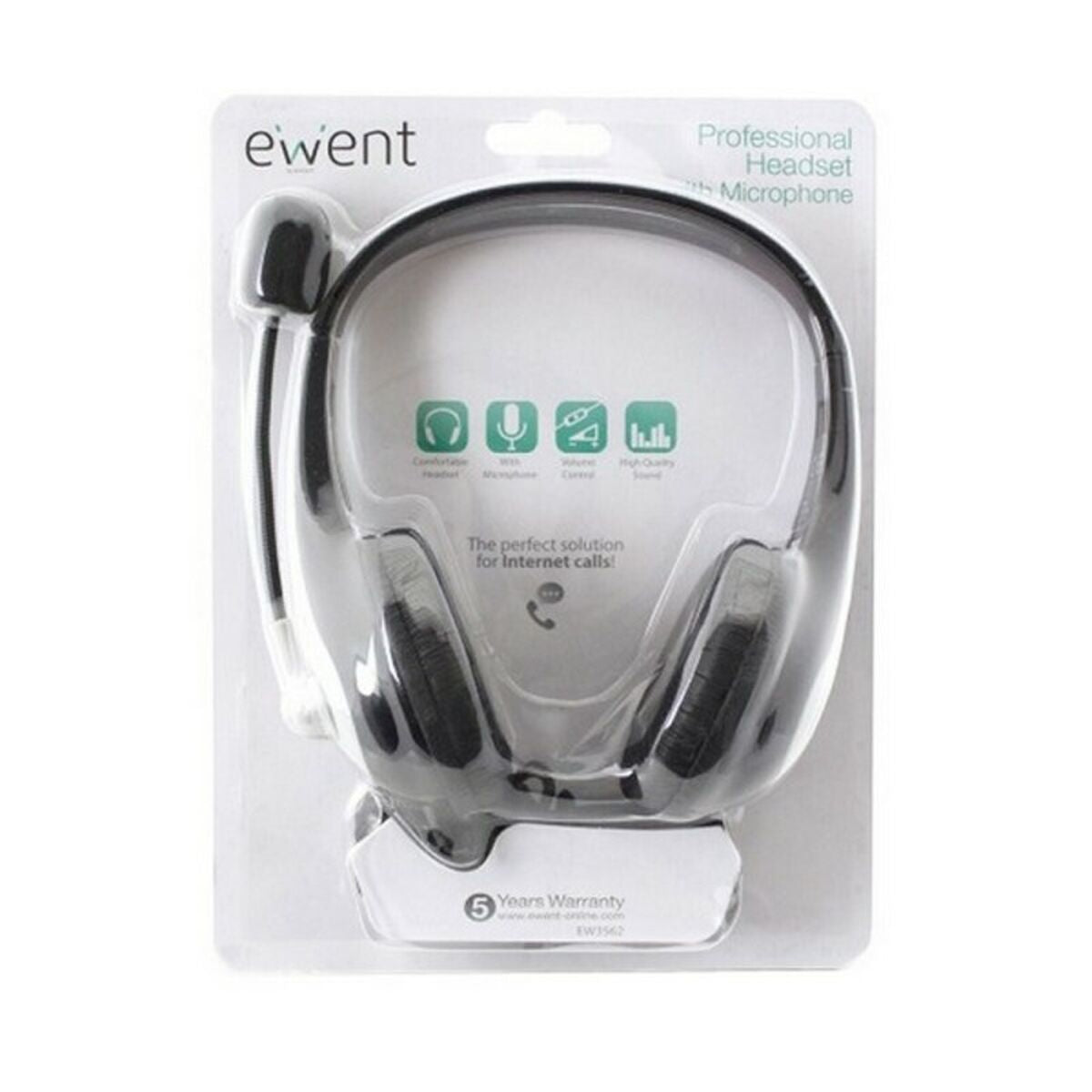 Headphones with Microphone Ewent EW3562 Black Silver-1