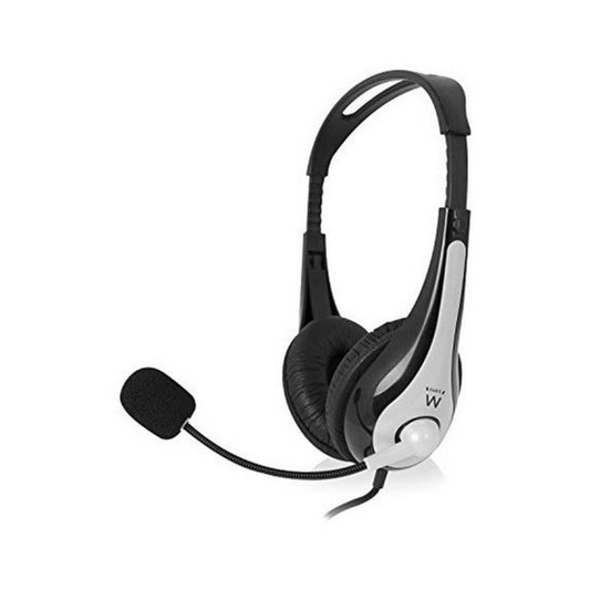 Headphones with Microphone Ewent EW3562 Black Silver-0