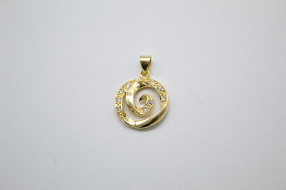 18K Gold Filled Swirl With CZ Cubic Zirconia Stone Pendant-0