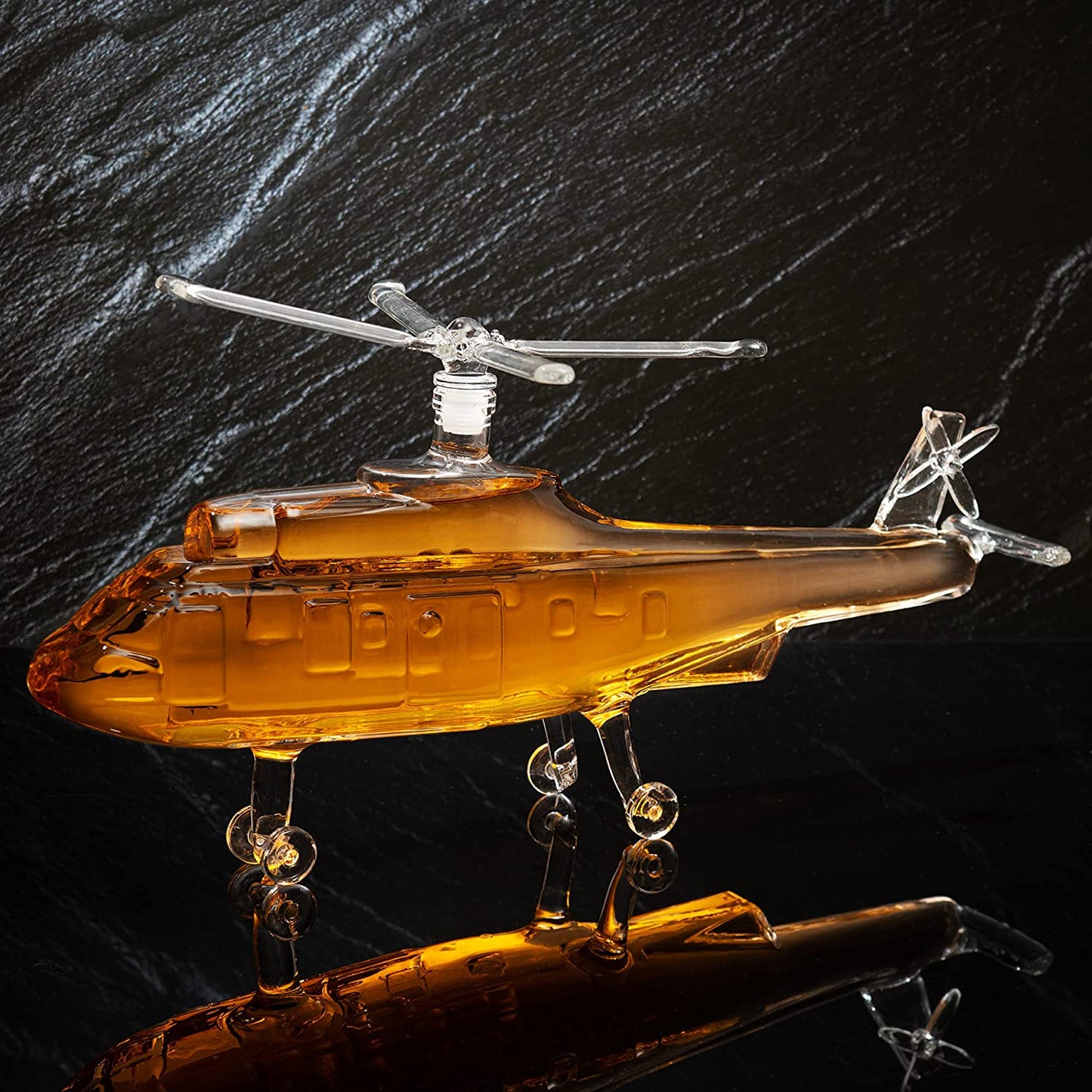 Helicopter Wine & Whiskey Decanter Black Hawk Chopper 8" x 16" The Wine Savant - Heli Gifts for Men - Glass Helicopter Figurine Gift, Bourbon and Scotch Decanter - Military Veteran Gifts - 750ml-2
