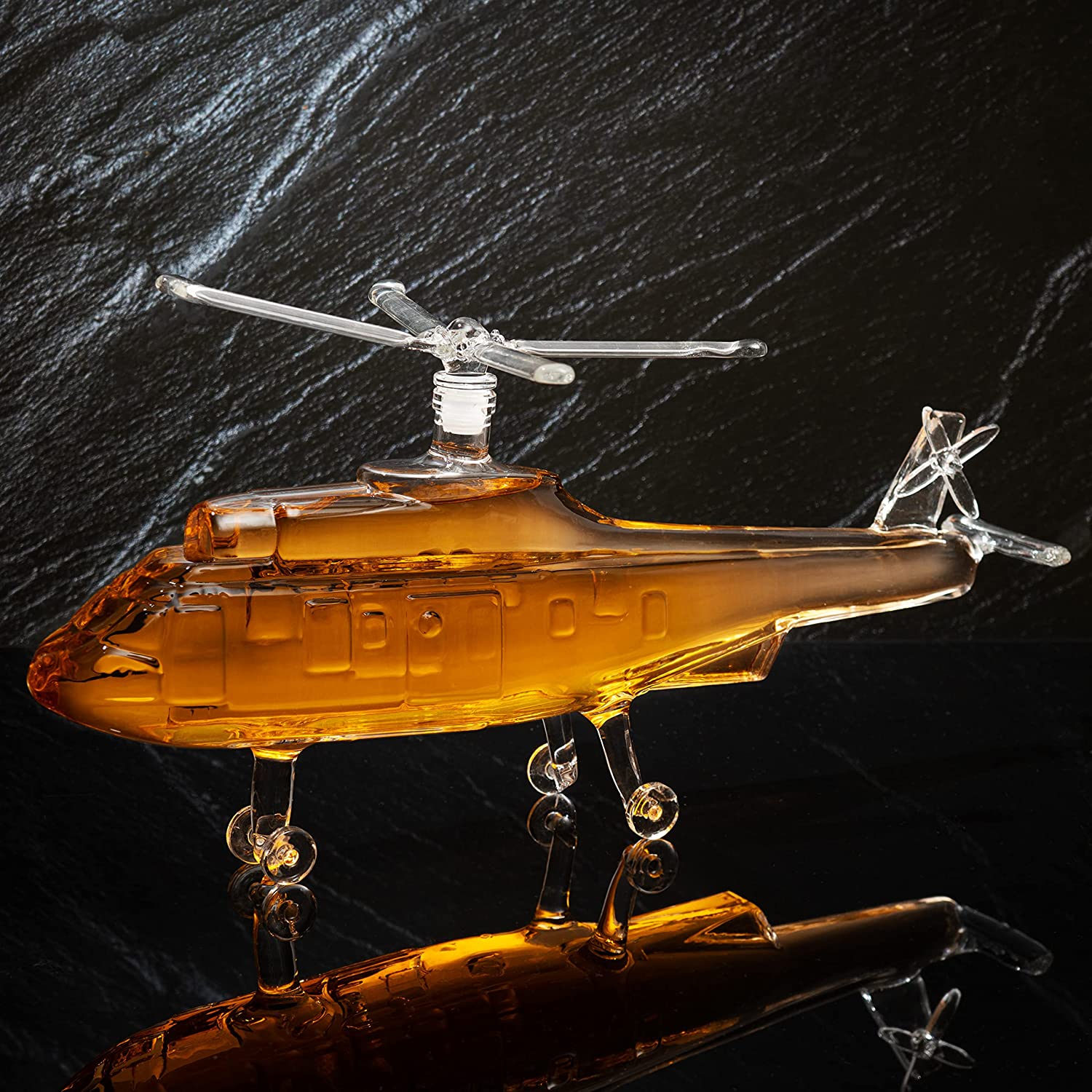 Helicopter Wine & Whiskey Decanter Black Hawk Chopper 8" x 16" The Wine Savant - Heli Gifts for Men - Glass Helicopter Figurine Gift, Bourbon and Scotch Decanter - Military Veteran Gifts - 750ml-2