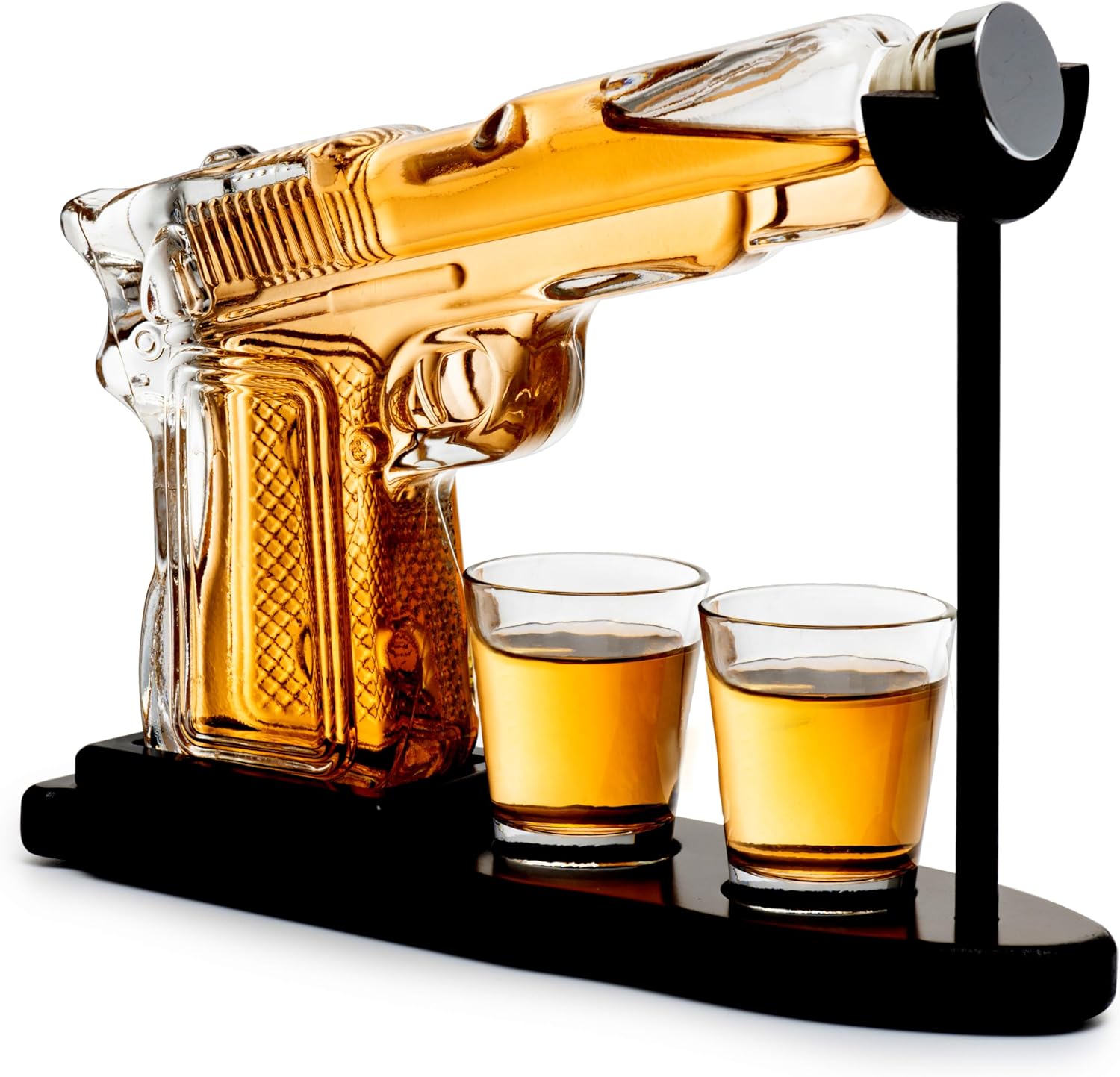 Gifts for Men Dad, 10.1 Oz Whiskey Gun Decanter Set + 2 Bullet Glasses - Unique Birthday Pistol Gift Ideas Daughter Son, Personalized Liquor Dispenser - Scotch Bourbon Vodka, Him, Brother Husband-0