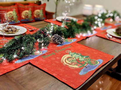 DaDa Bedding Red Santa Claus Christmas Tree Woven Tapestry Dining Table Runner (17615)-4