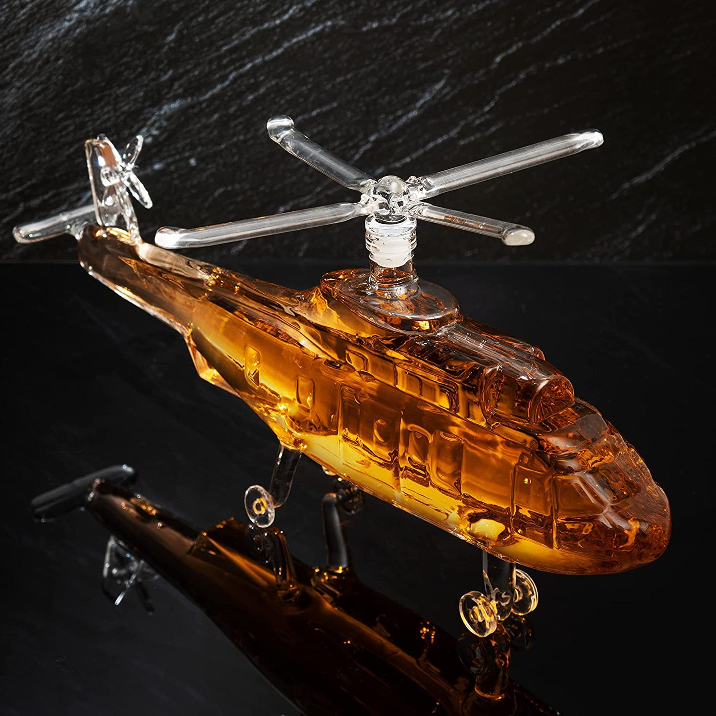 Helicopter Wine & Whiskey Decanter Black Hawk Chopper 8" x 16" The Wine Savant - Heli Gifts for Men - Glass Helicopter Figurine Gift, Bourbon and Scotch Decanter - Military Veteran Gifts - 750ml-3