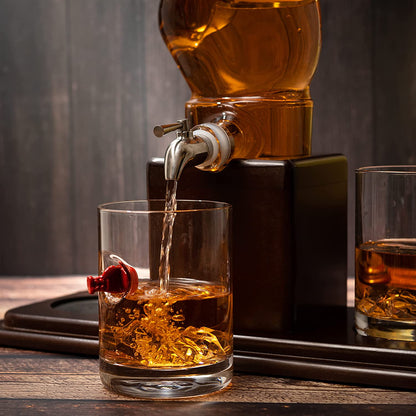 Boxing Glove Wine & Whiskey Decanter Set 750Ml 13" x 13" With 2 - 10oz Boxing Glasses by The Wine Savant For Liquor, Whiskey - Unique Boxing Gift Set, Boxer Gifts, Gifts for Boxing Enthusiasts!-2