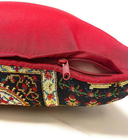 DaDa Bedding Set of 8 Pieces Dark Botanical Mughal Floral Table Woven Black Tapestry - 4 Placemats, 2 Table Runners, 2 Throw Pillow Covers (18197)-4