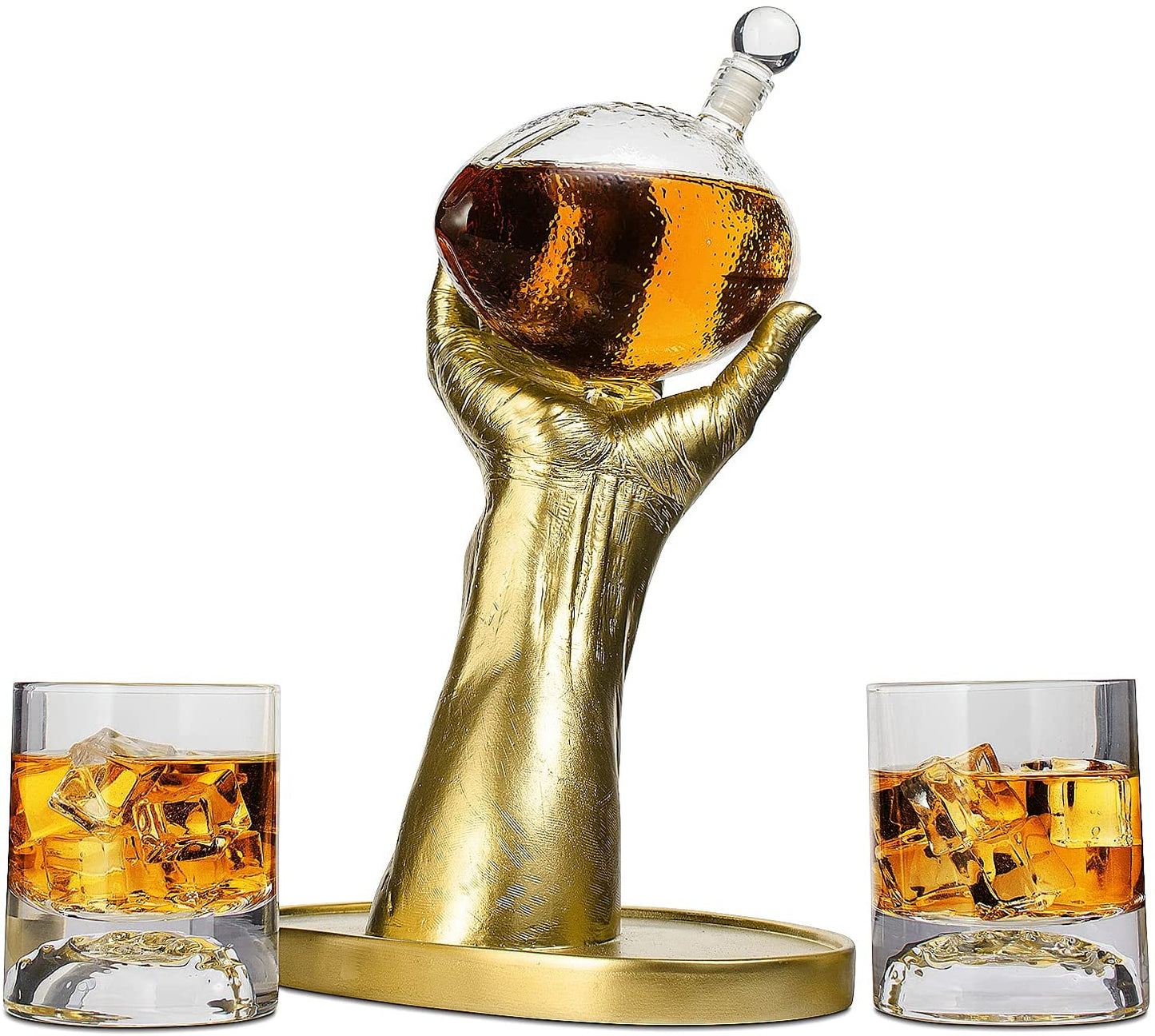 Football Decanter with 2 Football Whiskey & Wine Glasses - Perfect For Superbowl, Father's day Gift, Gift for Husband - Made for Liquor, Scotch, Whiskey and Bourbon 750ml, Rugby Gifts Clear-3