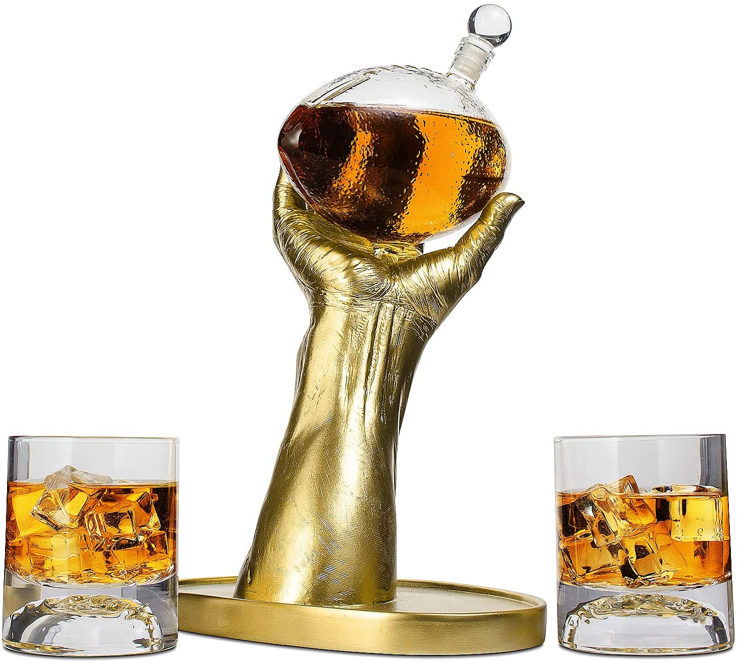 Football Decanter with 2 Football Whiskey & Wine Glasses - Perfect For Superbowl, Father's day Gift, Gift for Husband - Made for Liquor, Scotch, Whiskey and Bourbon 750ml, Rugby Gifts Clear-3