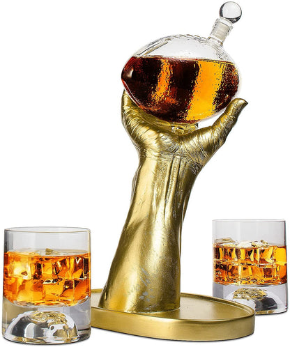Football Decanter with 2 Football Whiskey & Wine Glasses - Perfect For Superbowl, Father's day Gift, Gift for Husband - Made for Liquor, Scotch, Whiskey and Bourbon 750ml, Rugby Gifts Clear-4