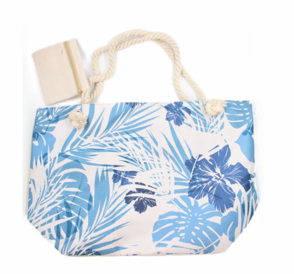 Hibiscus Baby Blue Canvas Tote Bag-0