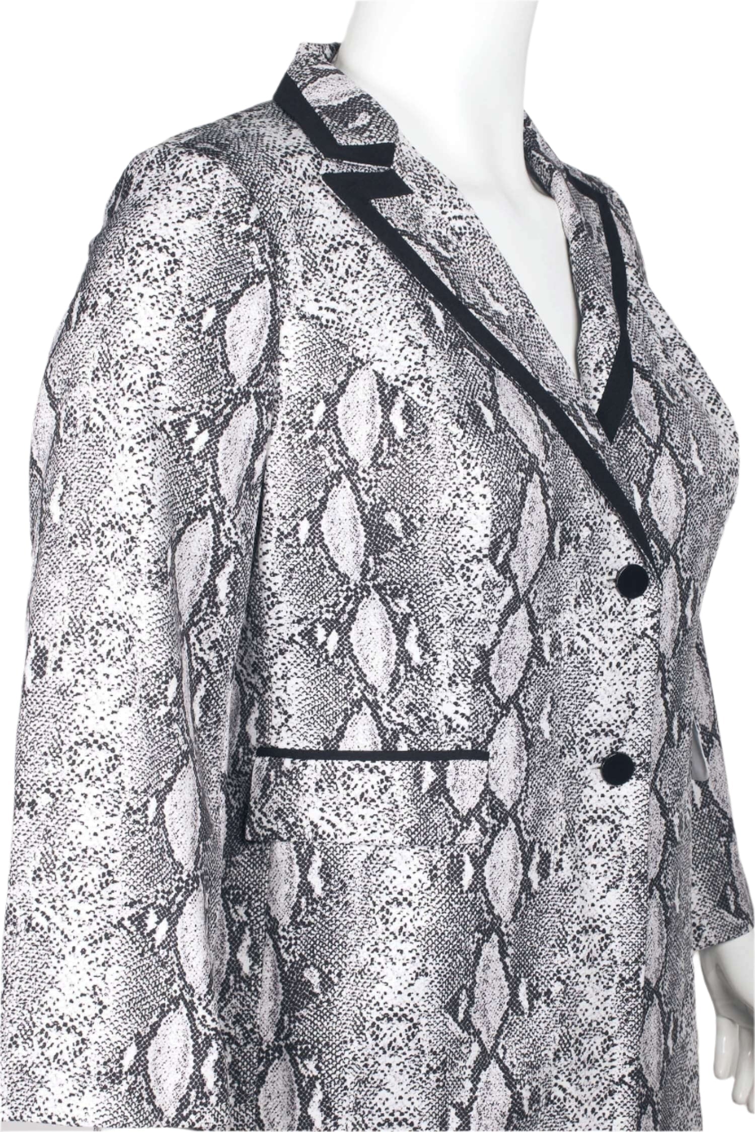 Emily Notched Collar Two Button Closure Long Sleeve Crepe Jacket with Elastic Waist Pencil Cut Pockets Pants (Plus Size)-2