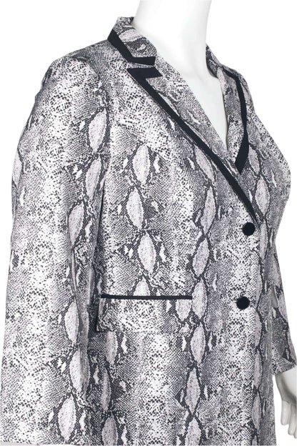 Emily Notched Collar Two Button Closure Long Sleeve Crepe Jacket with Elastic Waist Pencil Cut Pockets Pants (Plus Size)-2