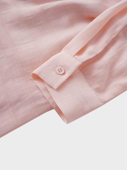 Collared A-Line Shirtdress-Pink Plaid-4