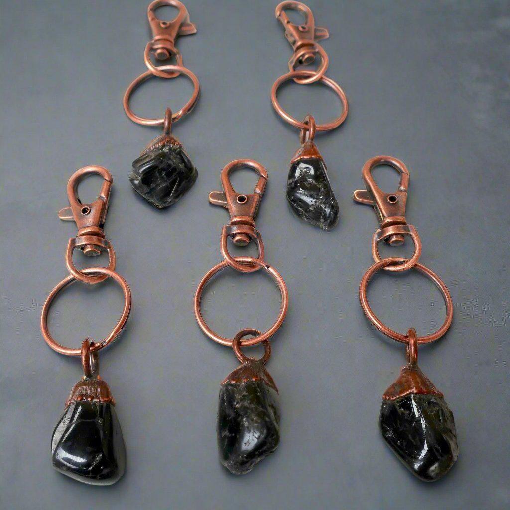 Black Tourmaline Copper Keychain | Handmade by Blackbird & Sage-1