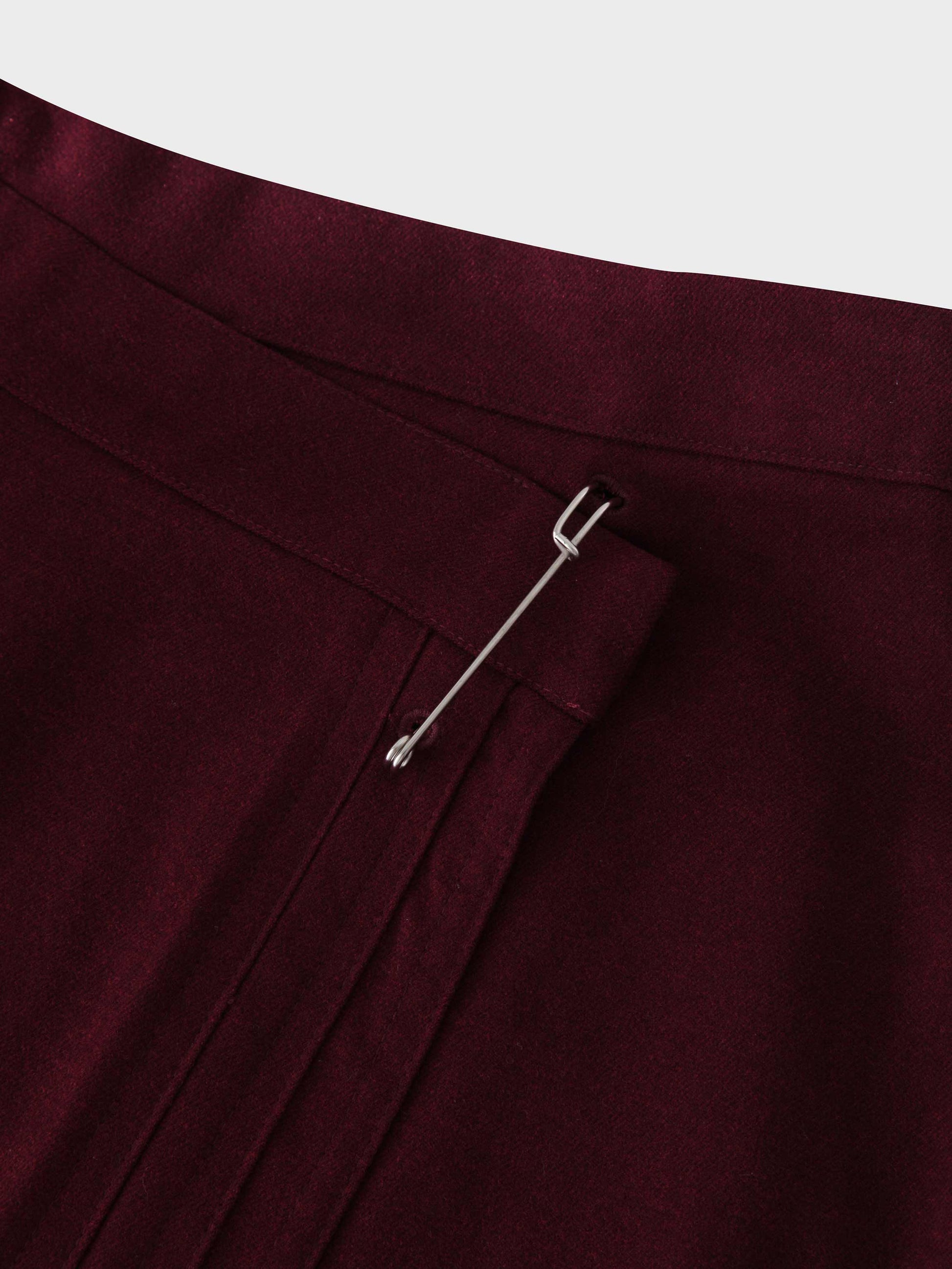 Pin Closure Wrap Skirt-Wine-3