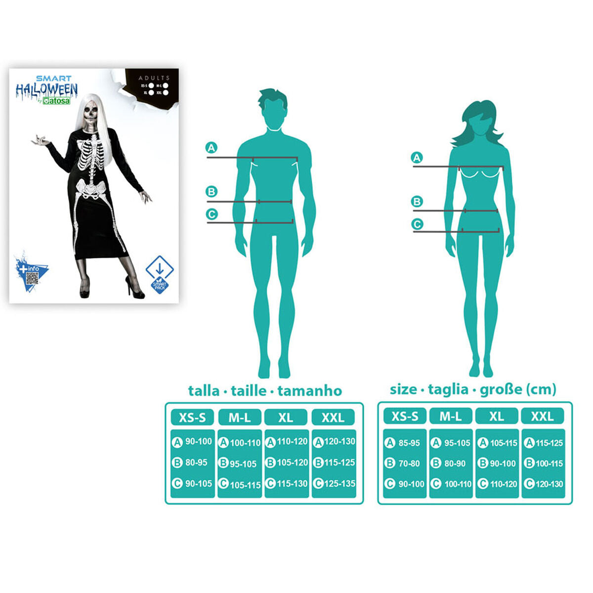 Costume for Adults Black Skeleton M/L-5