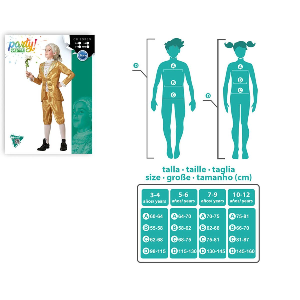 Costume for Children Golden Male Courtesan Children's-8