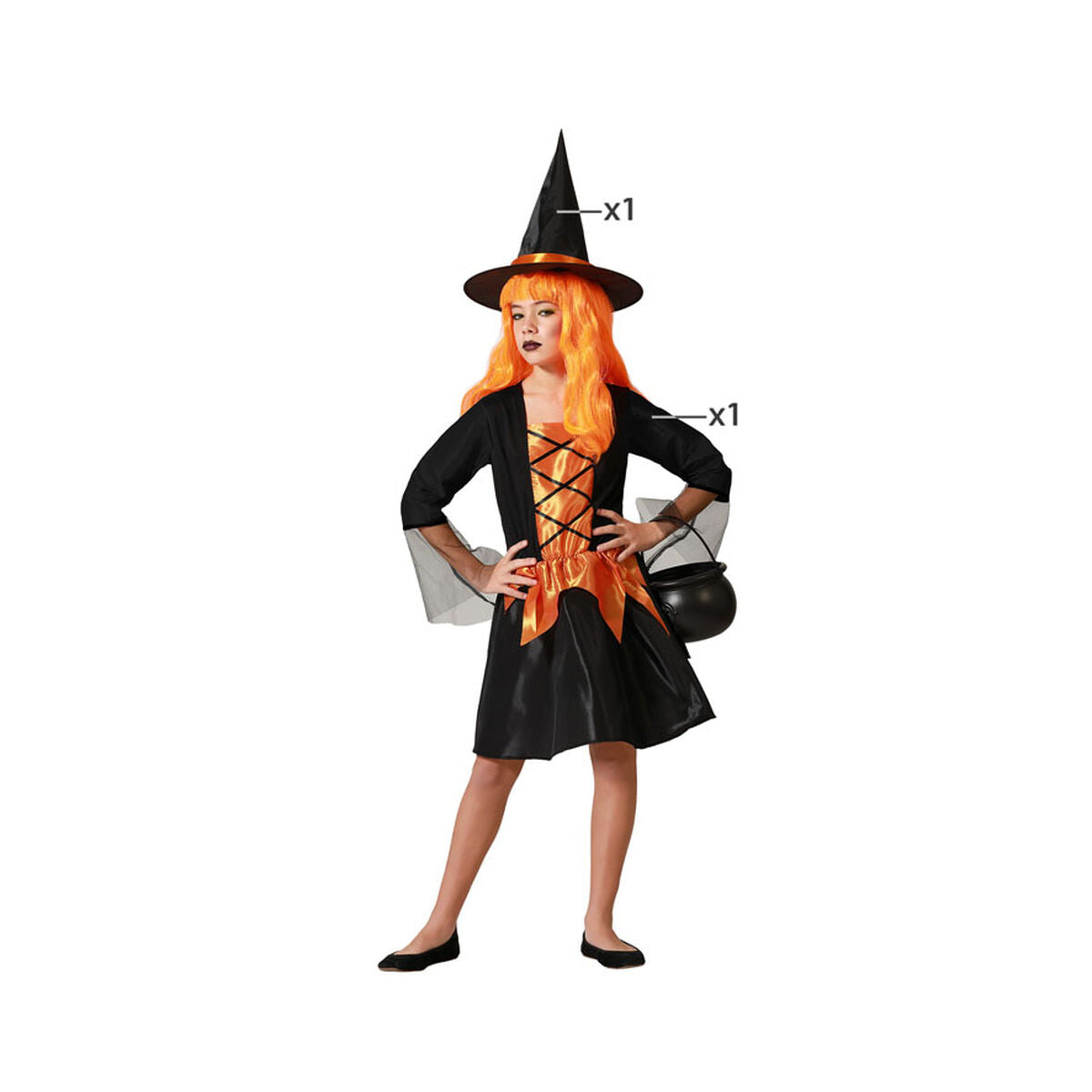 Costume for Children Orange Witch Halloween-10