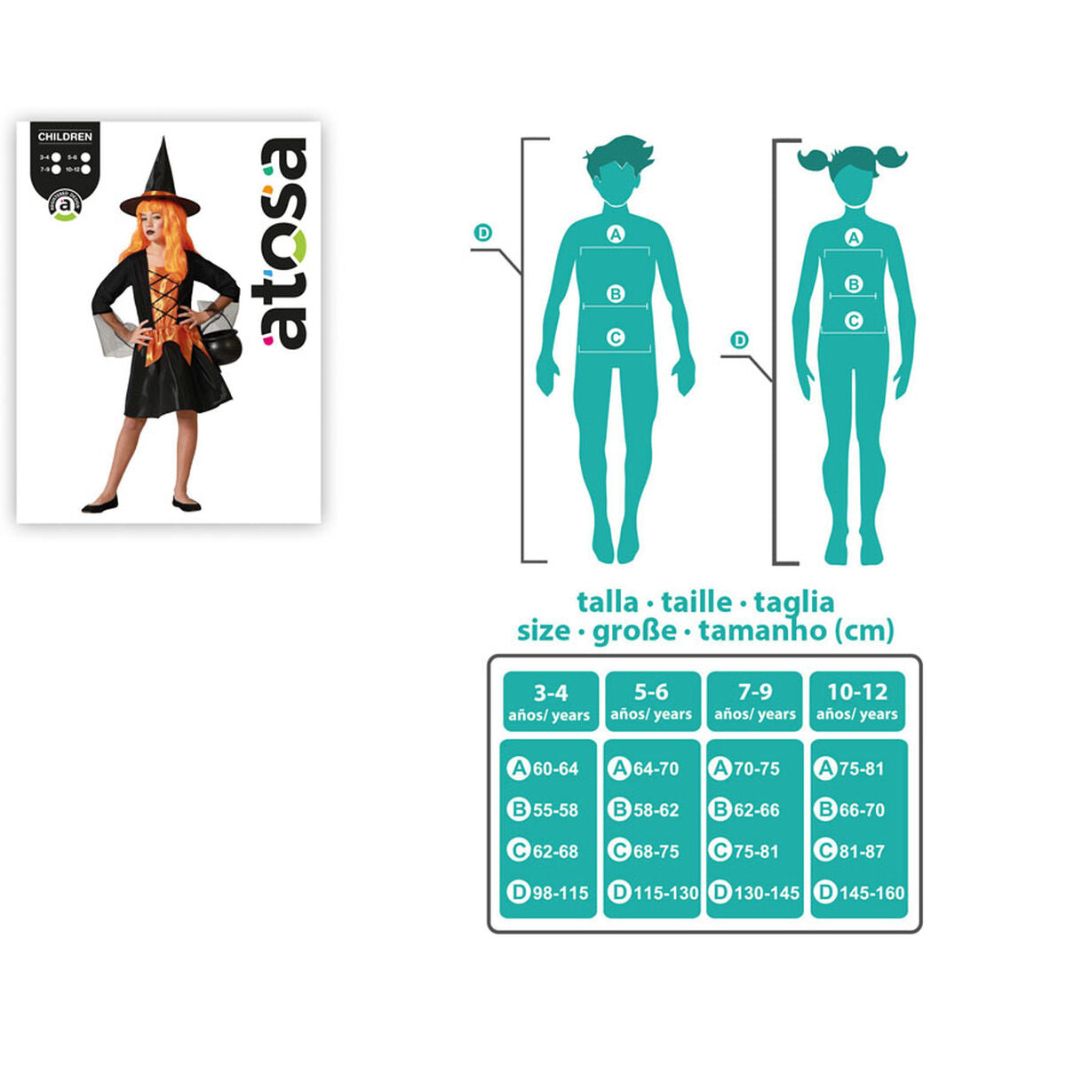 Costume for Children Orange Witch Halloween-7