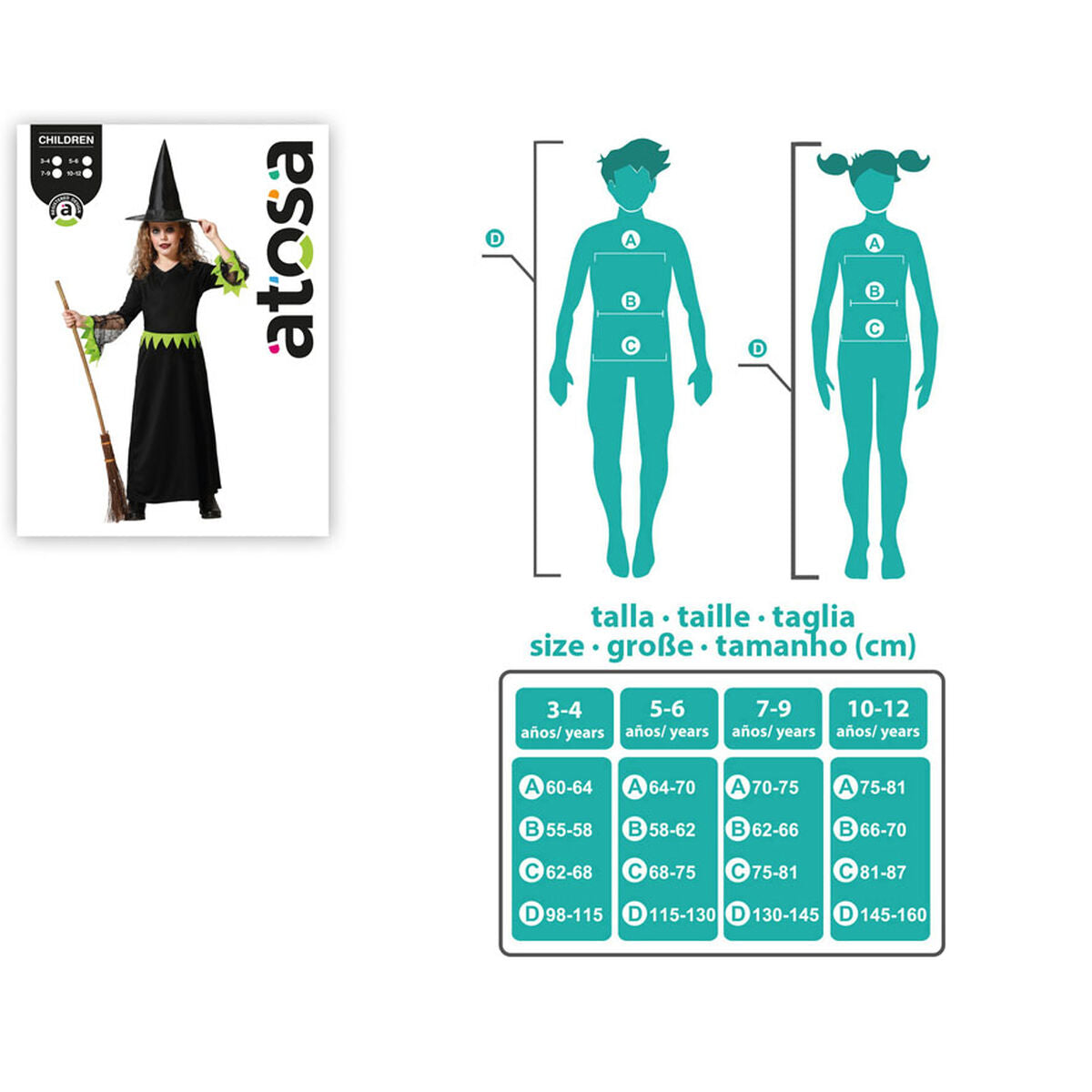 Costume for Children Green Witch Halloween-2