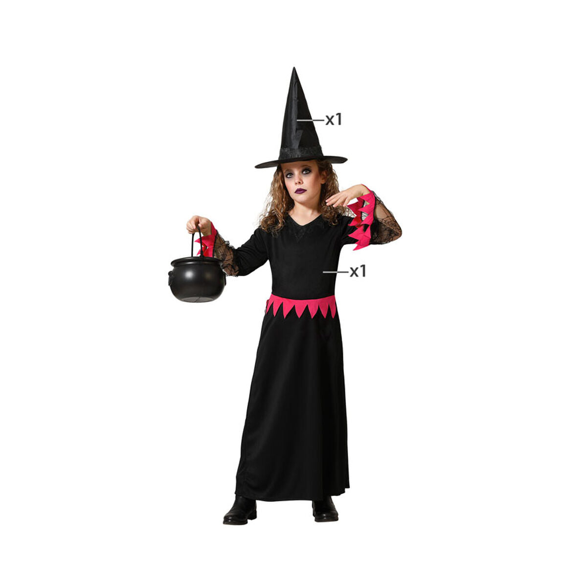 Costume for Children Pink Witch Halloween-6