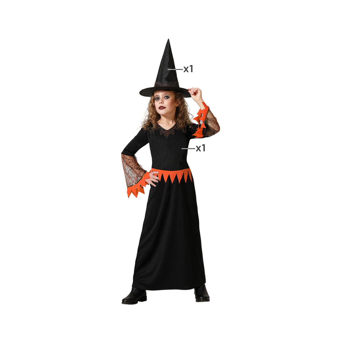 Costume for Children Orange Witch Halloween-6