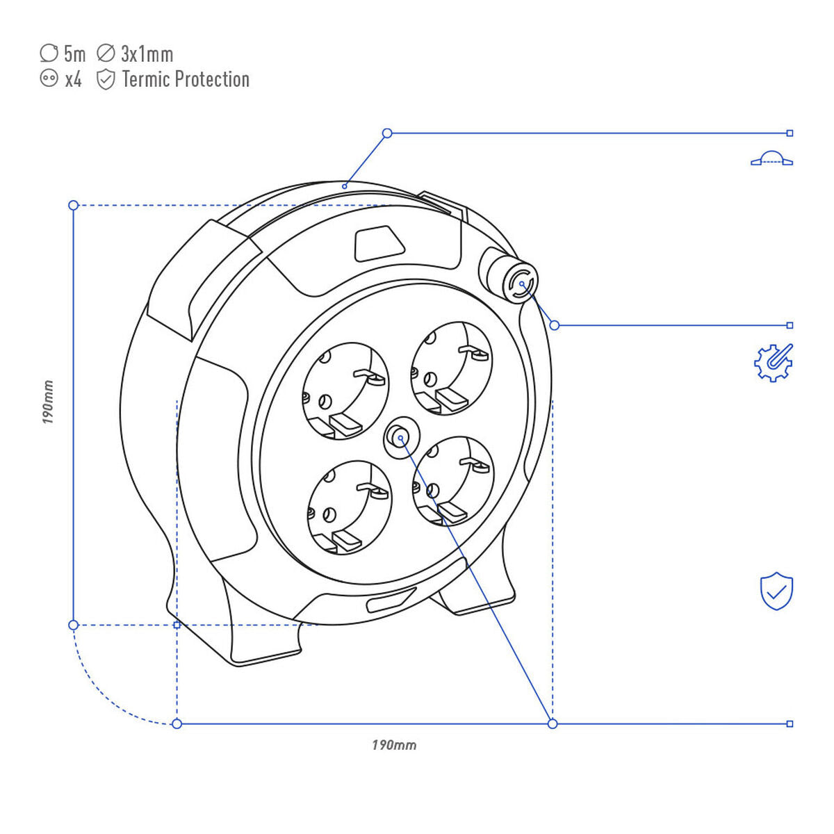 Extension EDM 20050 Red 5 m Cable-1