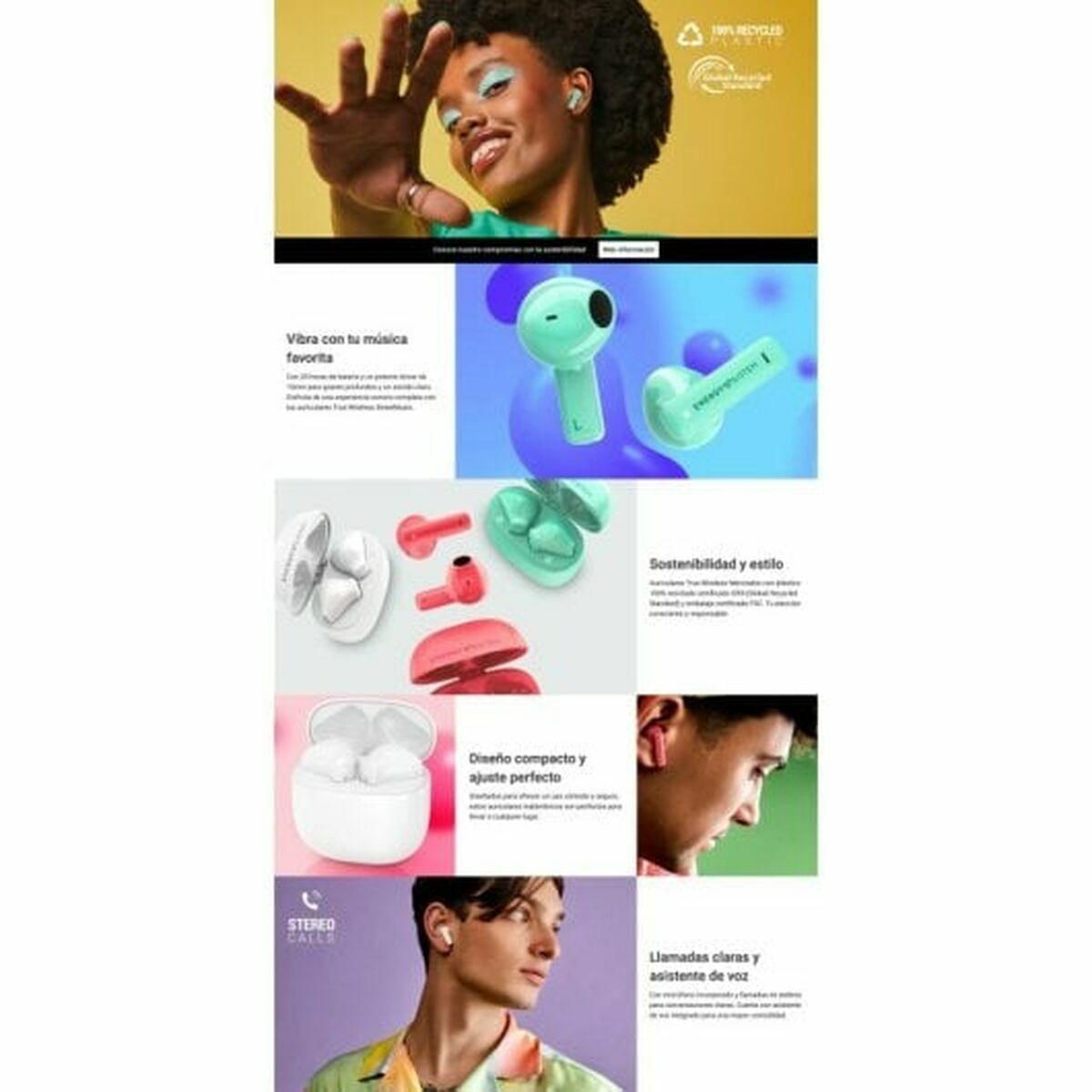 In-ear Bluetooth Headphones Energy Sistem 459216 Mint-1