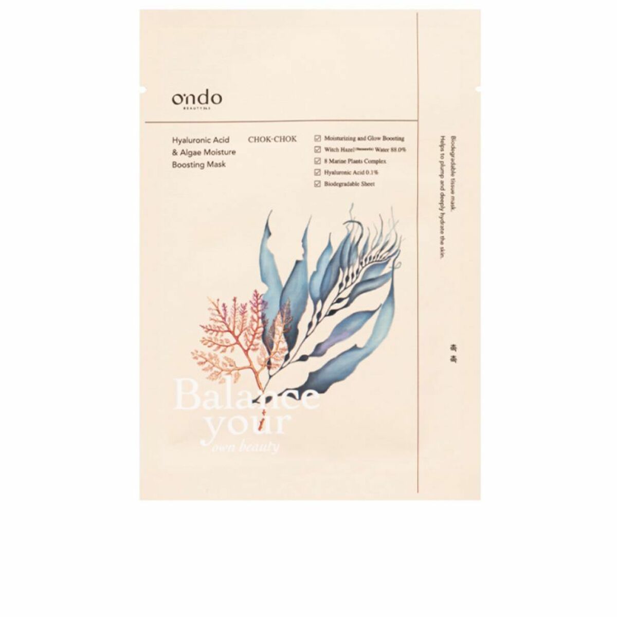 Hydrating Mask Ondo Beauty 36.5 Hyaluronic Acid Marine algae (25 ml)-0