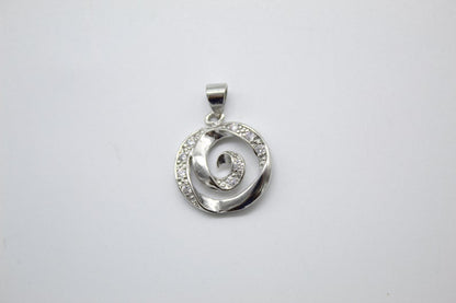 18K Gold Filled Swirl With CZ Cubic Zirconia Stone Pendant-4