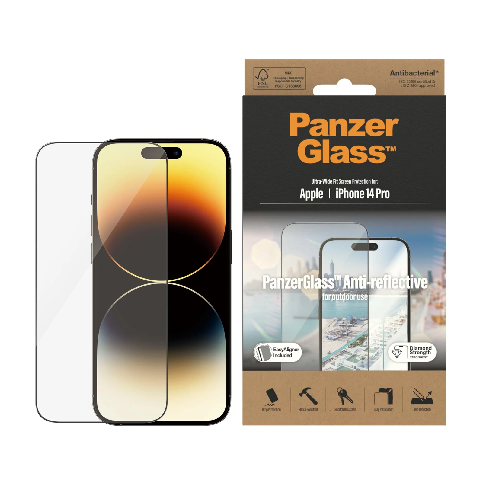 Folie de protectie PanzerGlass din sticla pentru Apple iPhone 14 Pro, UWF Anti-Reflective (2788)-0