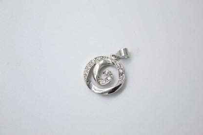 18K Gold Filled Swirl With CZ Cubic Zirconia Stone Pendant-5