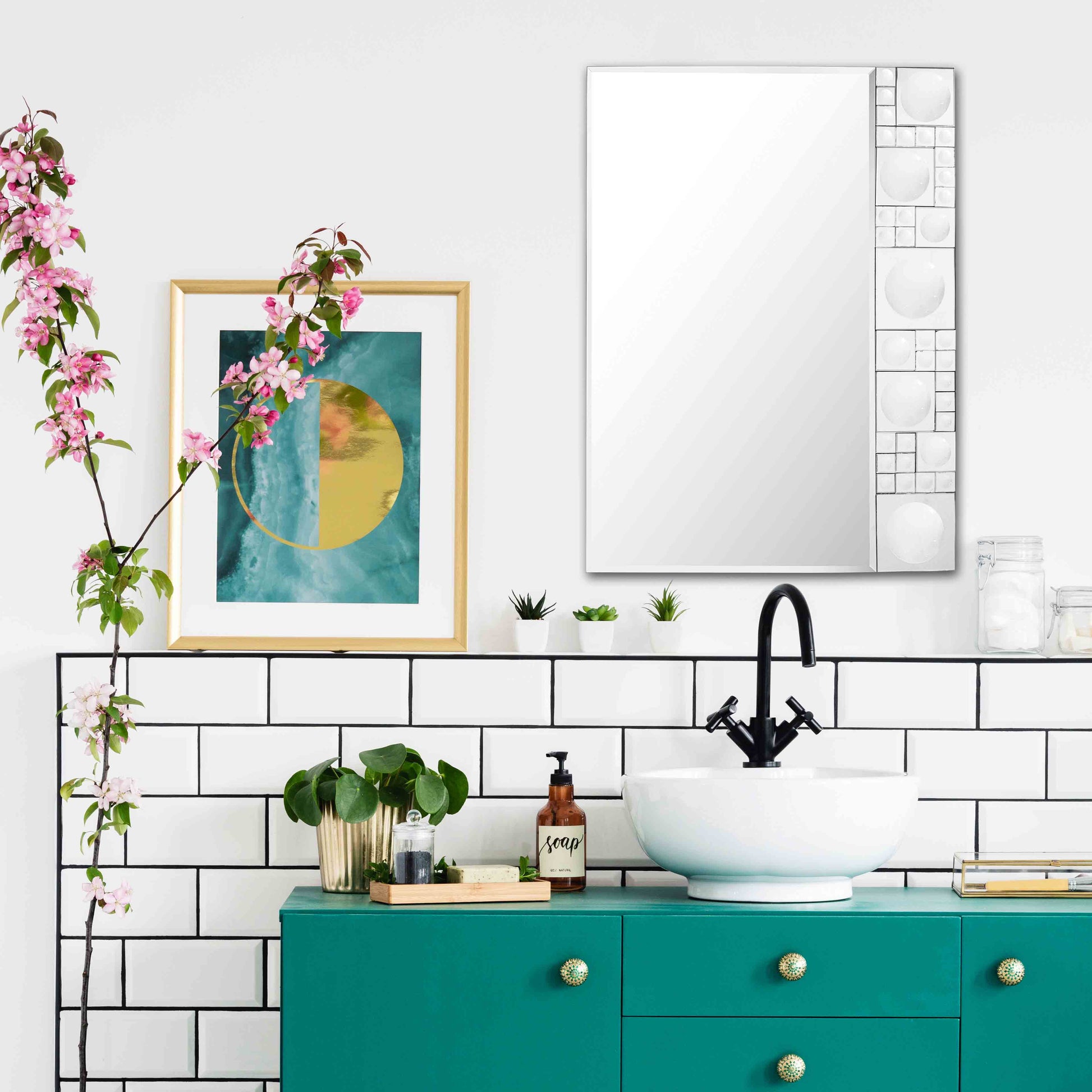 Bubbles Geometric Beveled Accent Mirror-0