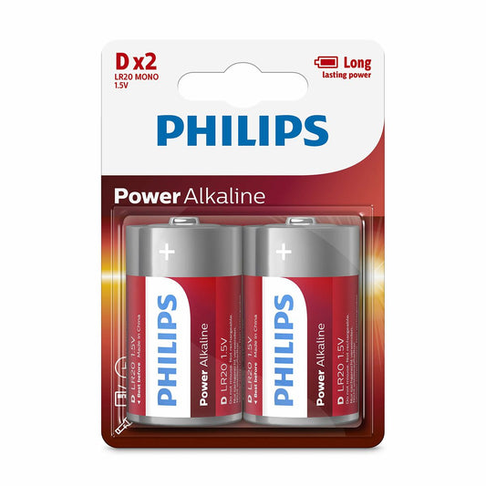Alkaline Batteries Philips Power LR20 1,5 V Type D (2 Units)-0