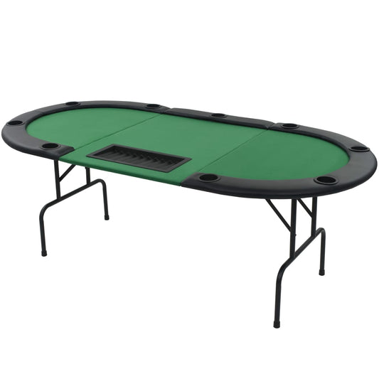 vidaXL 9-Player Folding Poker Table 3 Fold Oval Green-0