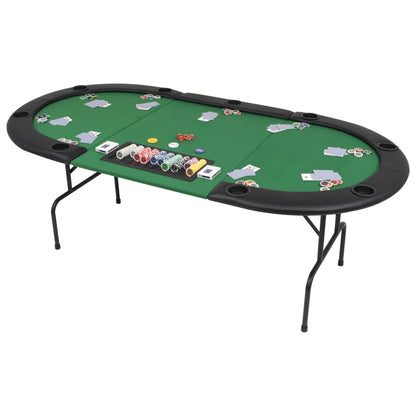 vidaXL 9-Player Folding Poker Table 3 Fold Oval Green-1